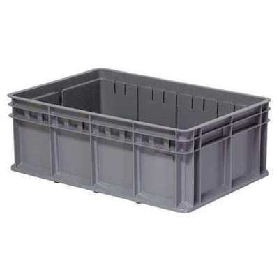 Akro-Mils 38358Gry Straight Wall Container, Gray, Industrial Grade Polymer, 23