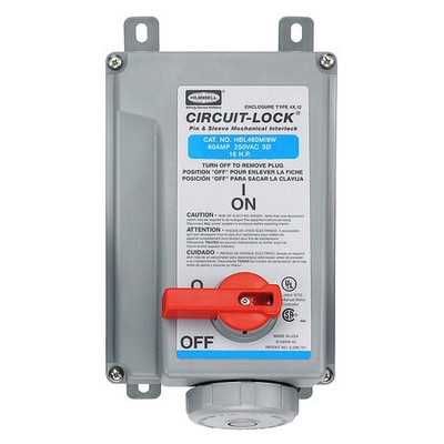 Hubbell Hbl460mi9w Mechanical Interlock,Unfused,60A,15 Hp