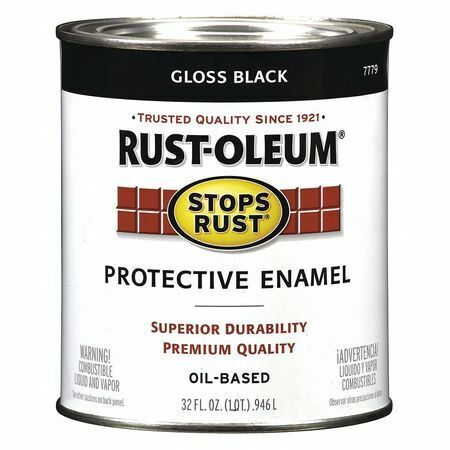 Rust-Oleum 7779502 Interior/Exterior Paint, Glossy, Oil Base, Black, 1 Qt