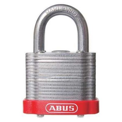 Abus 19343 Keyed Padlock, Open, Rectangular Steel Body, Hardened Steel Shackle,