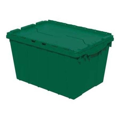 Akro-Mils 39120Grn Green Attached Lid Container, Plastic, Steel Hinge