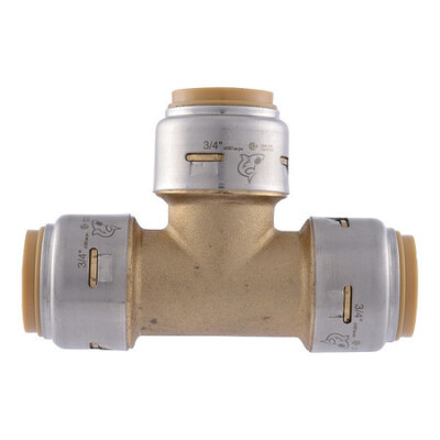 Sharkbite Max Ur370 Union Tee, Brass, Brass