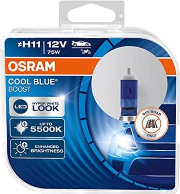 2x H11 OSRAM COOL BLUE BOOST 5500K HYPER WHITE LOOK12V 75W Car Halgen Bulbs 