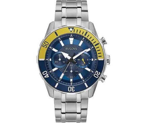 Мужские часы-хронограф Bulova из нержавеющей стали с синим циферблатом