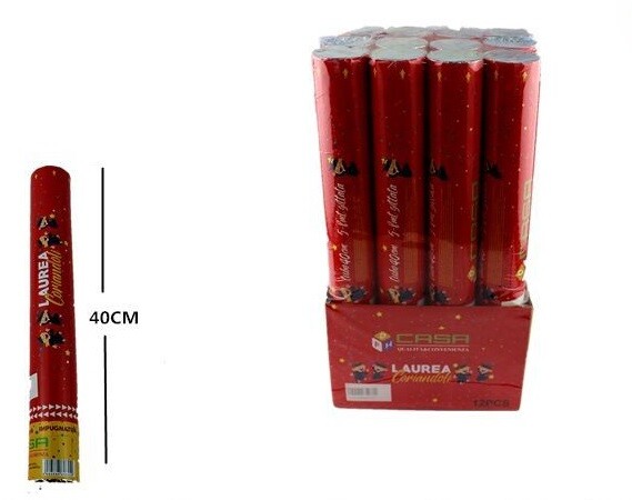 Set 12 Tubo Spara Coriandoli Laurea Rossi Cannone Feste Compleanni Party dfh