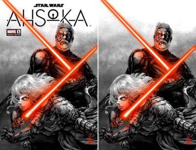 STAR WARS: AHSOKA #1 - TAKASHI OKAZAKI - EXCLUSIVE TRADE & VIRGIN SET - IN HAND