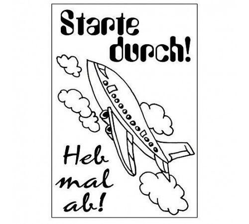 Efco Stempel Clear „Starte durch!“, transparent, A7/ 74 x 105 mm, 3-teilig