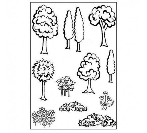 Efco Stempel Clear „Dorf 2 / Baum“, transparent, A7/ 74 x 105 mm, 11-teilig