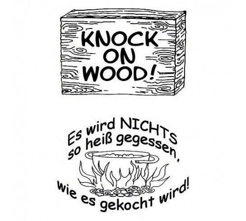 Efco Stempel Clear „KNOCK ON WOOD!“, transparent, A7/ 74 x 105 mm, 2-teilig