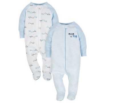 Wonder Nation Baby Boy 2-Piece Front Zipped Light Blue Sleeper Size 0-3M