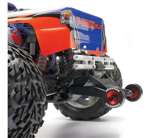 Traxxas Red Aluminum Wheelie Bar Wheels & Rubber Tires for T-Maxx