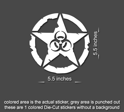 2 x Jeep Biohazard STAR Decal stickers hood door fender TJ JK CJ YJ rubicon