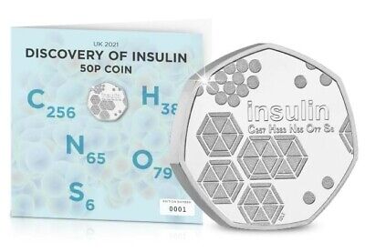 2021 UK Discovery of Insulin 50p Display Card Limited Edition