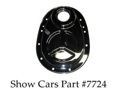 409 CHEVY IMPALA CHROME TIMING CHAIN COVER 58,59,60,61,62.63,64 HIGH PERF. TAB