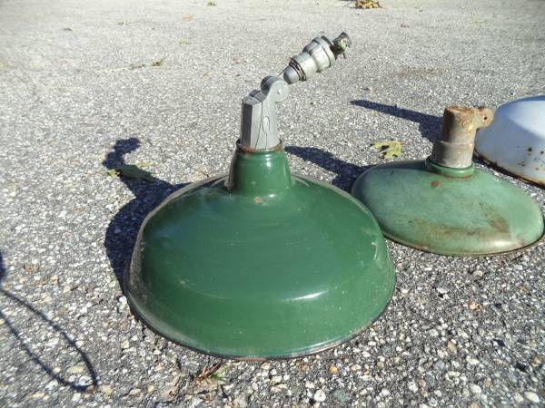 Three Porcelain Enameled Lamp Shades