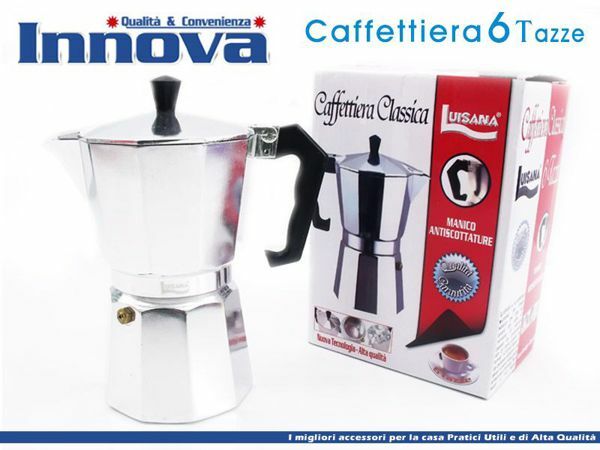 Caffettiera Moka Macchinetta Caffè Espresso Napoletano Misura 6 Tazze hmj