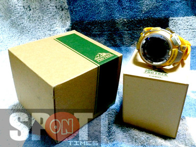 Pre-owned Casio Protrek Solar Triple Sensor Watch Prg-110c-9 Prg110c 9