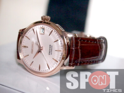 Pre-owned Seiko Presage Cocktail Rose Gold Automatic Brown Leather Ladies Watch Srp852j1