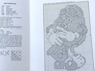 1988 THE CALIFORNIA RAISINS CROSS STITCH LEAFLET PATTERNS - AT WORK-AT PLAY-MINT