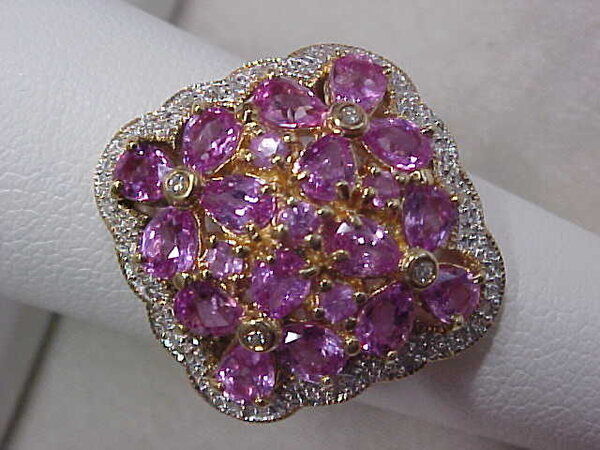 Estate 2.00ctw Pink Topaz & Diamond Ring 10k Yellow Gold Sz6