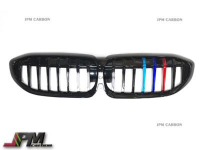 Gloss Black w/ Metal M Tri OE Style Front Grille Fit  2019+ G20 330i 340i Sedan