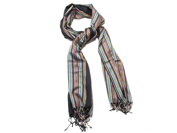 Black Stripe Women’s Scarf Wrap Shawl with Fringed Tassels - Lightweight Fashion