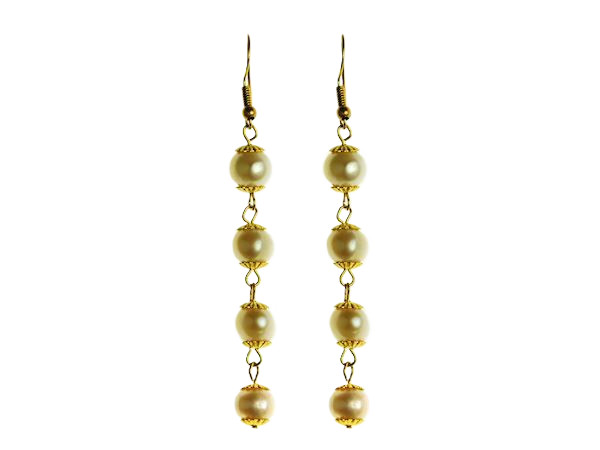 Ivory Freshwater Pearl Drop Earrings with Vintage Gold Finish by Rosie Fox