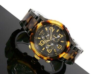 Pre-owned Nixon Watch 42-20 Chrono A037-679 All Black Tortoise A037679