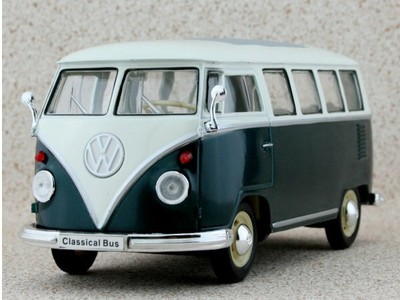VW Volkswagen T1 Classical Bus 1962 darkgreen / white WELLY 1:24