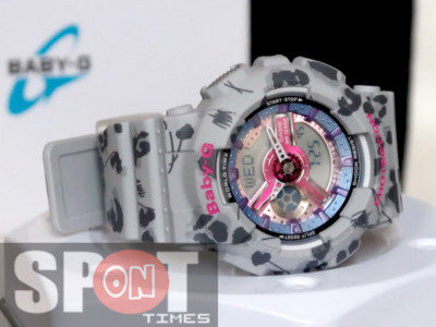 Pre-owned Casio Baby-g Flower Leopard Ladies Watch Ba-110fl-8a