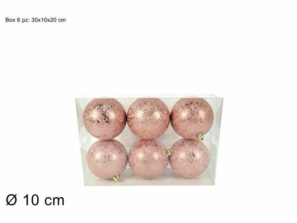 Serie 6 Palle Palline Albero Di Natale Rosa Antico Ghiaccio 10cm Addobbi dfh