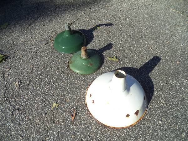 Three Porcelain Enameled Lamp Shades