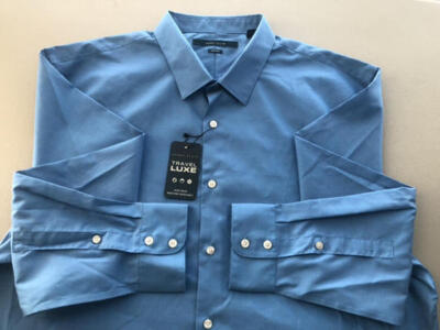 PERRY ELLIS  NWT Blue Cotton Long Sleeve Dress Shirt  XL