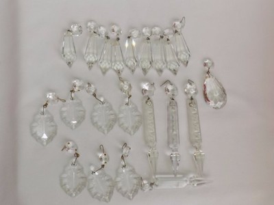 21 Vtg Brilliant Cut Assorted French Style Crystal Prism Drops Holiday Ornaments