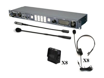 Datavideo ITC-100KF900 8-User Wired Intercom System with 8 Beltpacks/8 Headsets