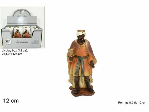 Set 12 Pezzi Statuina Baldassarre 12cm Per Presepe In Resina Decoro Natale dfh