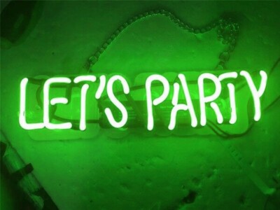 17'' Let's Party Green Acrylic Neon Sign Light Lamp Visual Beer Bar Glass Club JY