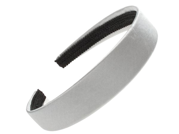 Silver Satin Alice Headband - 2.5cm Wide Hair Band for Women, No Teeth
