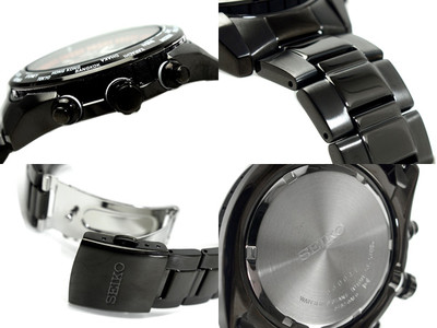 Seiko Men's SPL037 World Timer Chronograph Black Stainless