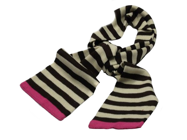Warm Soft Knitted Striped Scarf for Women - Brown Pink Neck Warmer