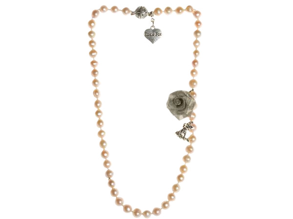 Pink Pearl Necklace with Charms - 18