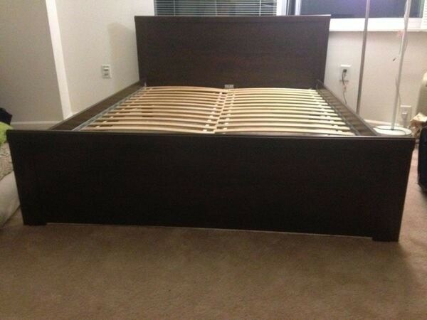 Ikea Brusali Dark Brown Double King Bed Frame 4 Drawers 99 Ono