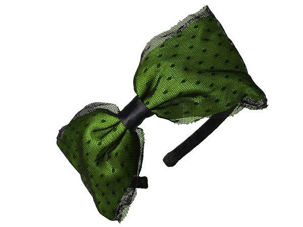Large Green Bow Net Alice Band - Elegant Hair Accessory for Women