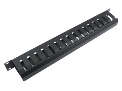 CNAweb 1U 19'' Network Metal Rack Mount Cable Manager Finger Duct w/Cover Black