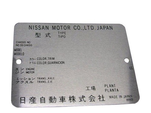 Model VIN Number Plate Chassis 240Z 280Z B110 B120 B210 B310