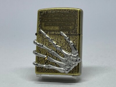Zippo oil Lighter Eternity Ring Br Barrel  Skull Hand Metal Silver Gold Etching