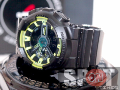 Pre-owned Casio G-shock Lime Accent Analog Digital Men's Watch Ga-110ly-1