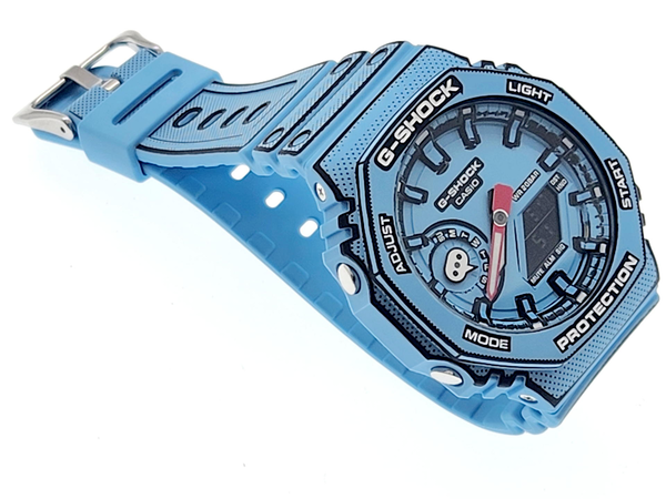 Pre-owned Casio G-shock Manga Theme Ga-2100mng-2ajr Men's Watch Octagon Blue Japan Limited