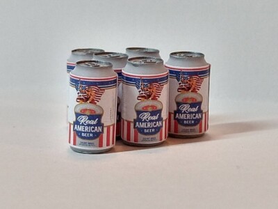 6 Mini Hulk Hogan Real American Beer cans for action figure 1:12 scale WWE AEW