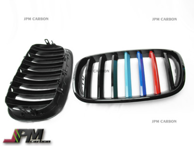 M Tri Color Gloss Black Front Grill Grille For 2007-2013 BMW E70 E71 X5 X6 SUV